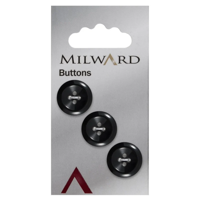 17mm milward carded buttons pack of 3 assorted colors