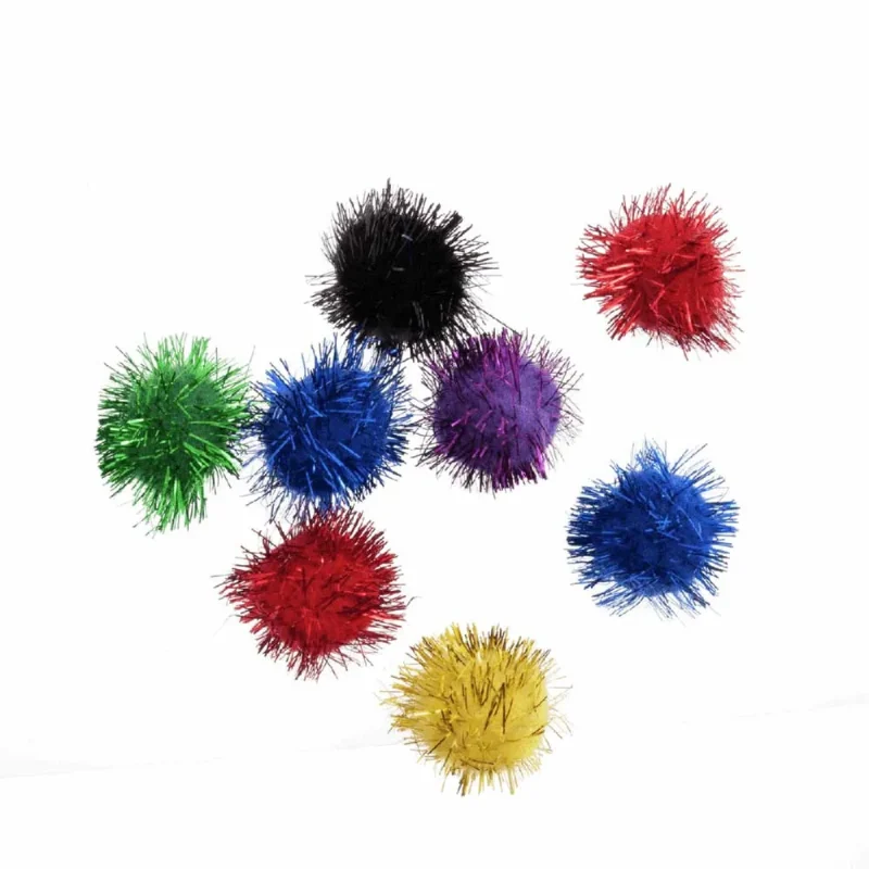 2 5cm glitter pom poms 8 assorted colors