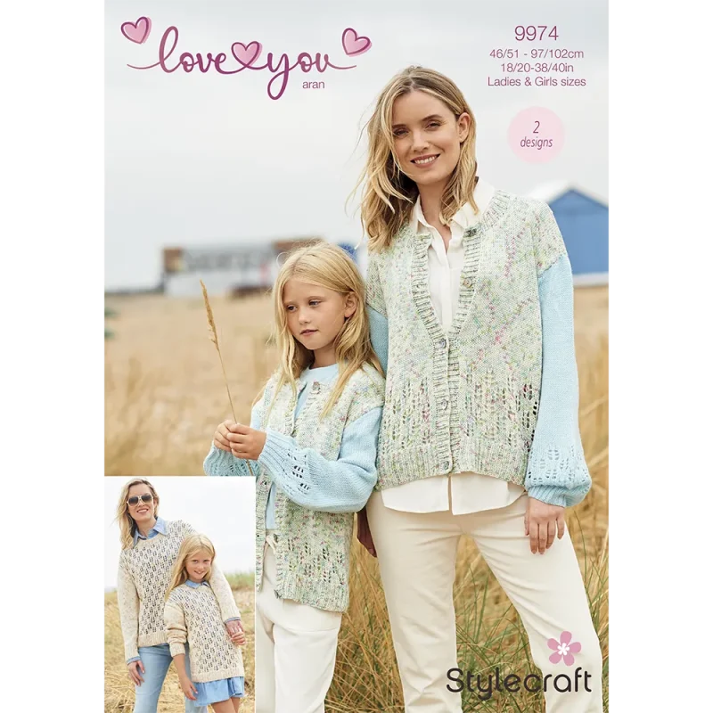 aran cardigan sweater pattern digital 9974 by stylecraft love you