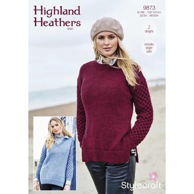 aran sweaters in stylecraft highland heathers digital edition 9873