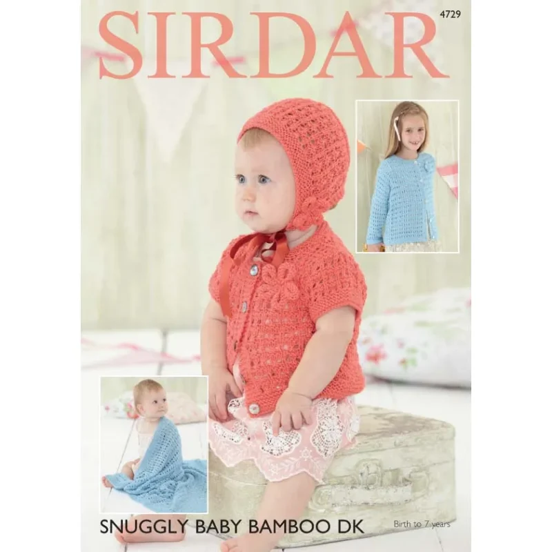 baby bamboo cardigan bonnet blanket set in sirdar snuggly dk