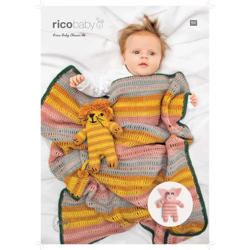 baby blanket pattern pig lion rico classic dk digital 1034