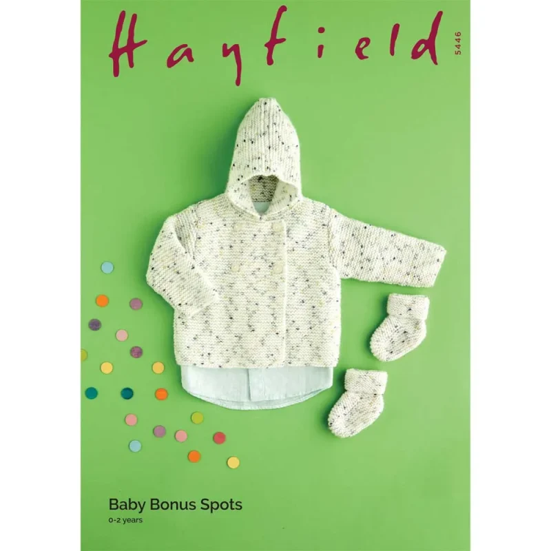 baby bonus spots hooded jacket bootees set hayfield dk digital pattern 5446