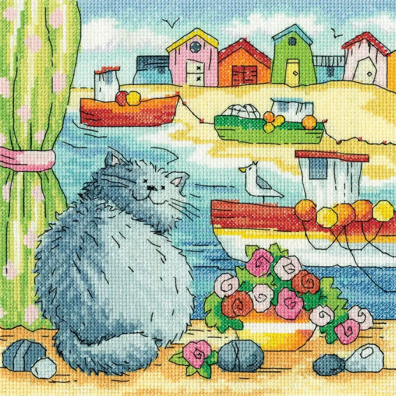 beach view cross stitch kit heritage crafts