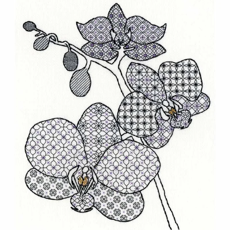 blackwork orchid tattoo design