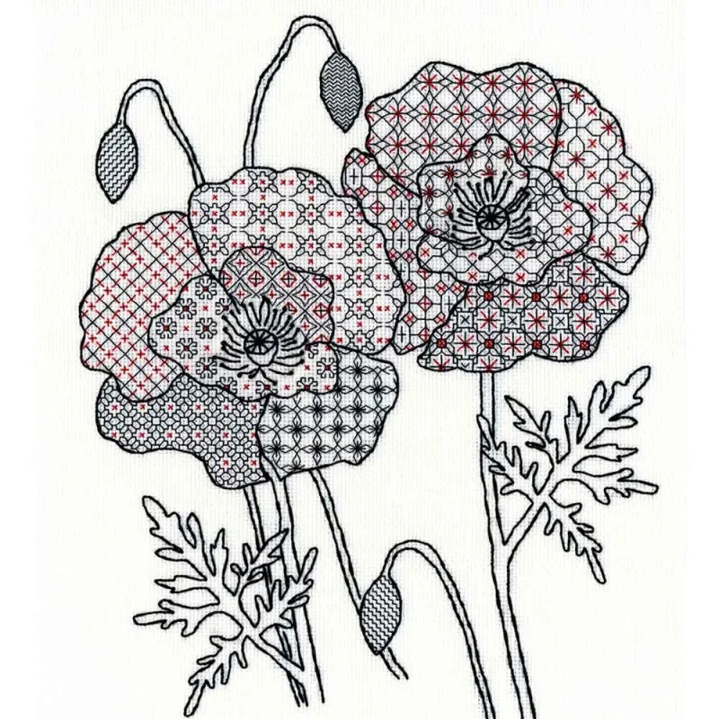 blackwork poppy tattoo design