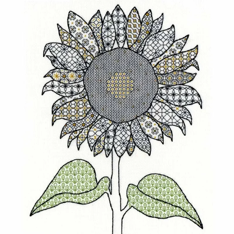 blackwork sunflower tattoo design