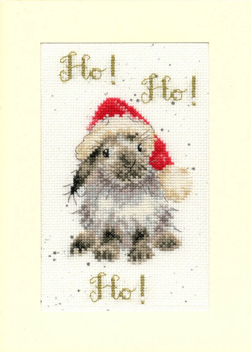 christmas card cross stitch kit holiday ho ho ho