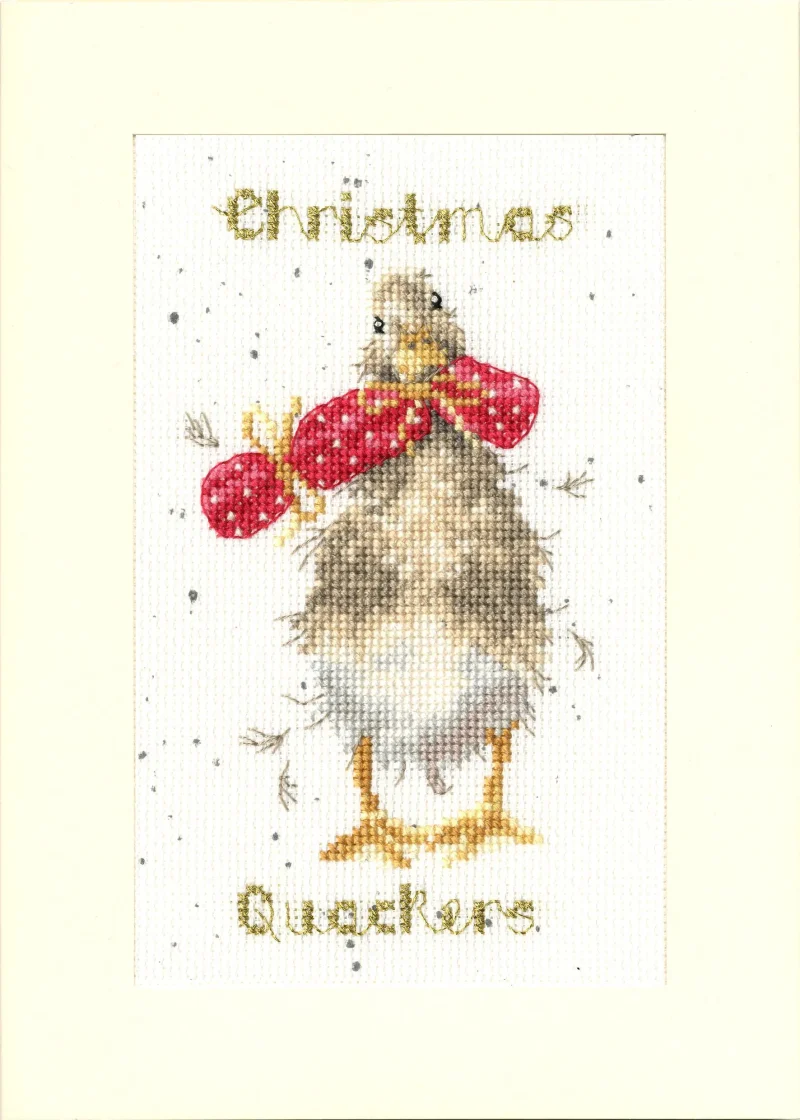 christmas card cross stitch kit quacker theme