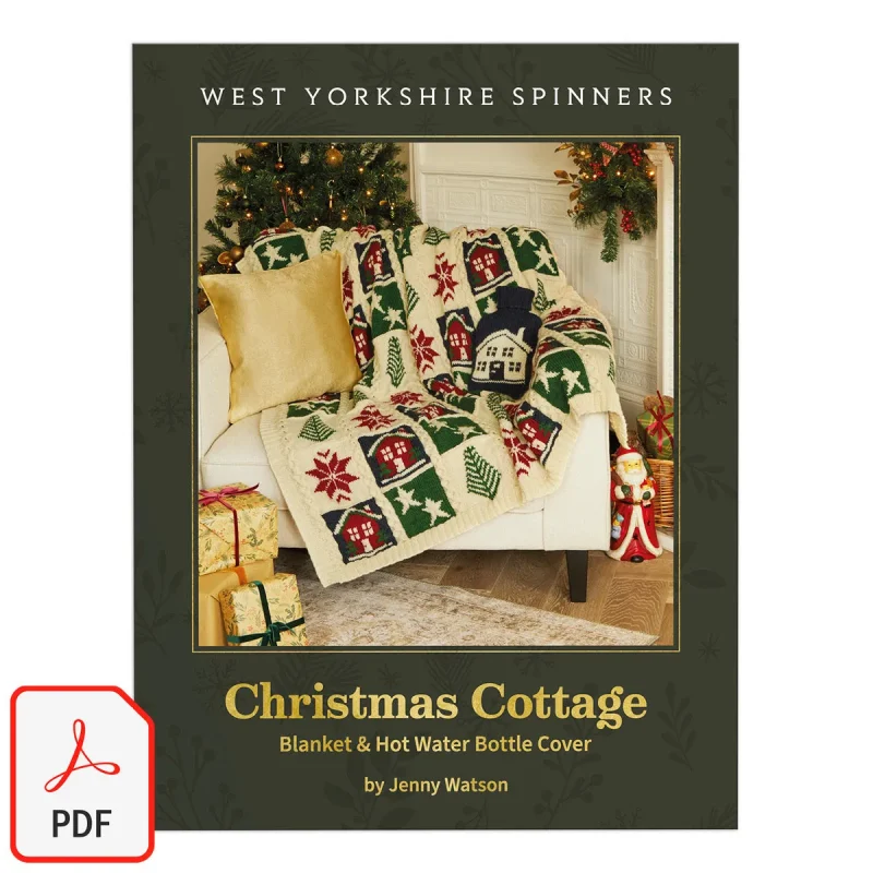 christmas cottage blanket hot water bottle west yorkshire spinners colourlab aran digital dpb0311