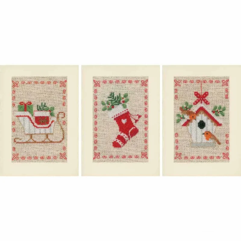 christmas cross stitch greeting cards with envelopes