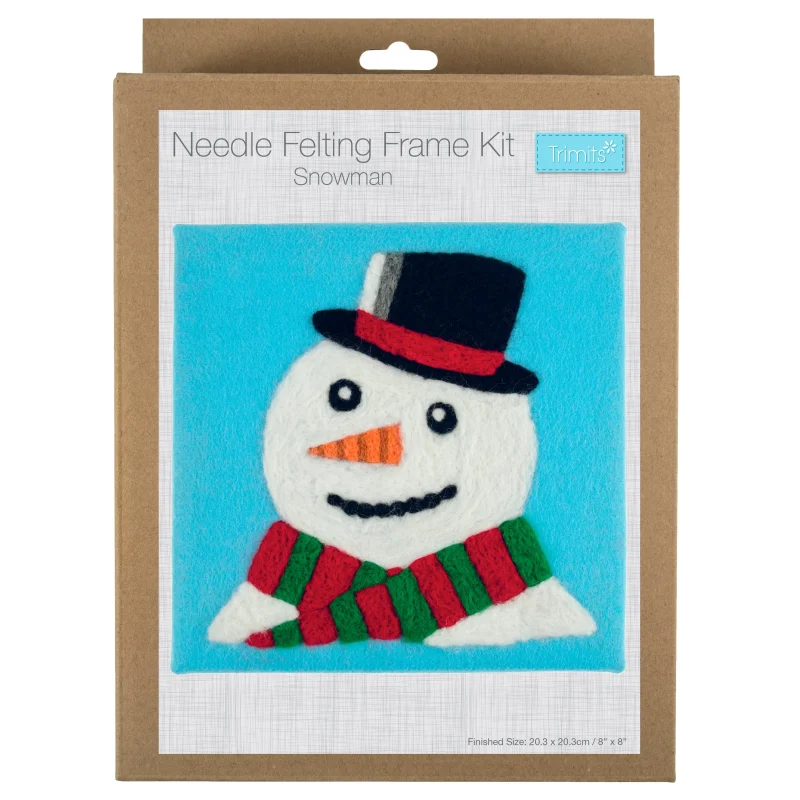 christmas snowman felting kit with frame by trimits scaled