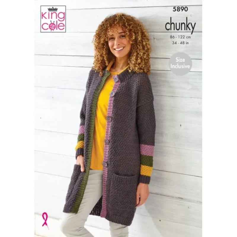 chunky knit cardigan coat in king cole wildwood