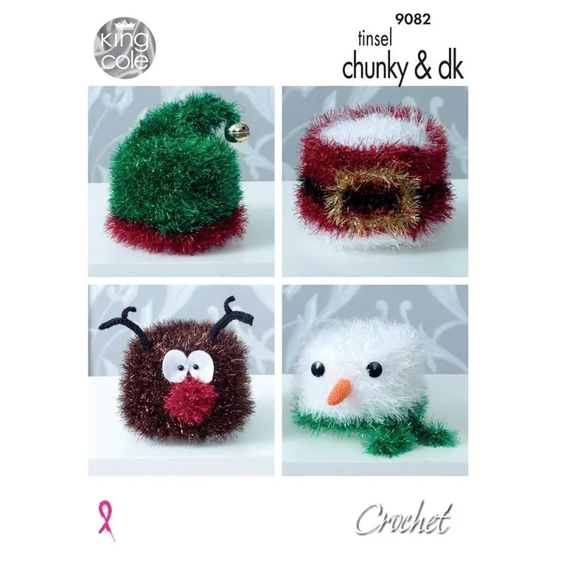 chunky tinsel crochet christmas toilet roll covers