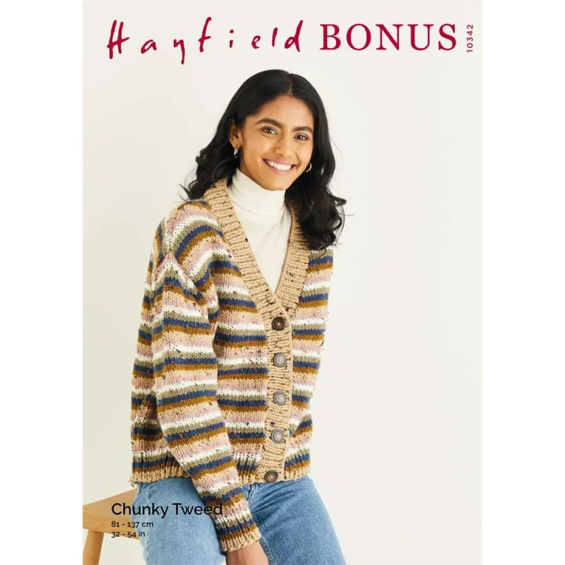 chunky tweed cardigan hayfield bonus