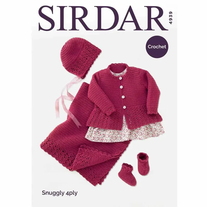 crochet coat hat booties blanket set sirdar snuggly 4ply pdf pattern