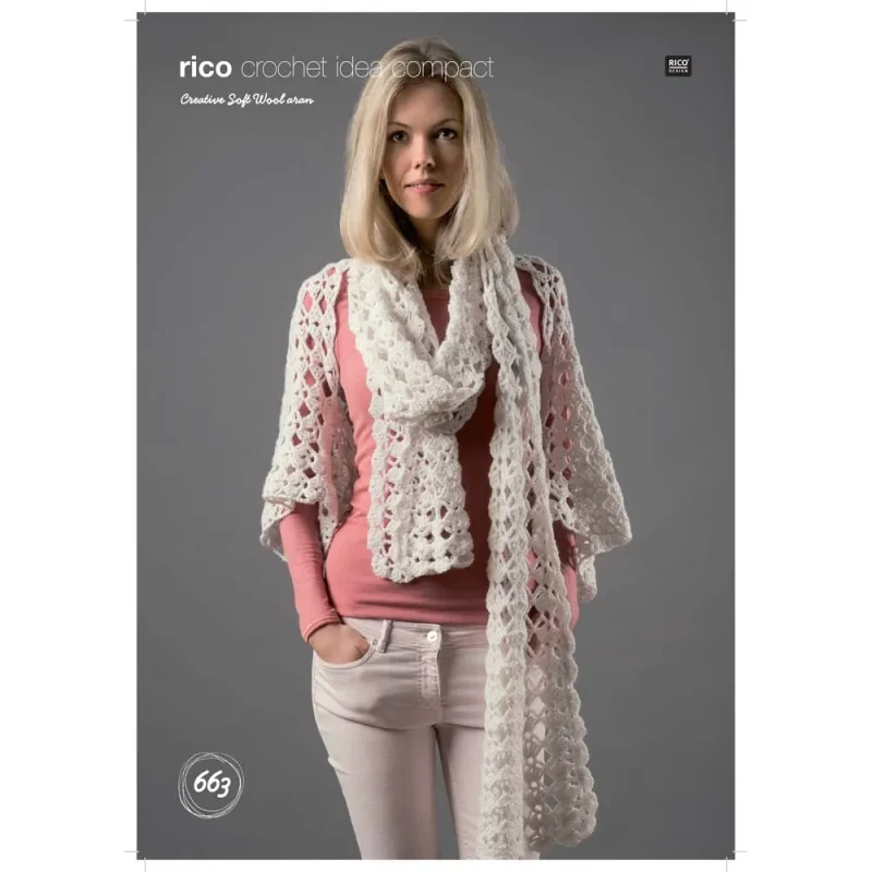 crochet wool aran top scarf set rico creative soft digital pattern