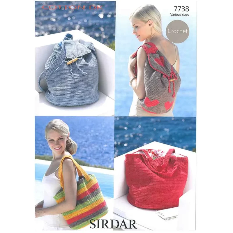 crocheted sirdar cotton dk bags digital pattern