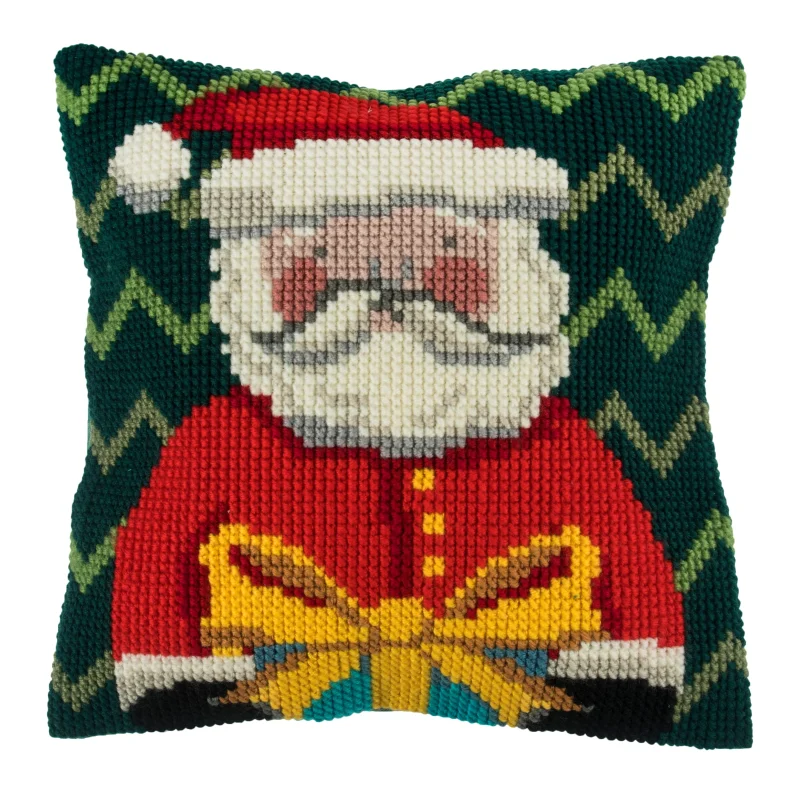 cross stitch father christmas cushion kit scaled