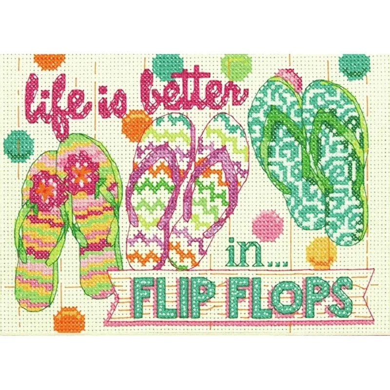 cross stitch flip flop kit dimensions