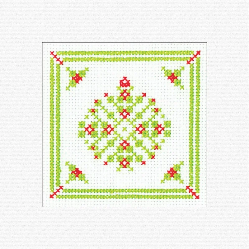 cross stitch kit holly bauble greetings card by heritage crafts