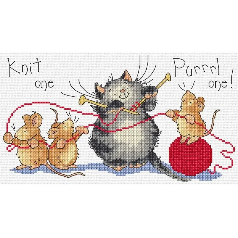 cross stitch kit knit one purr one