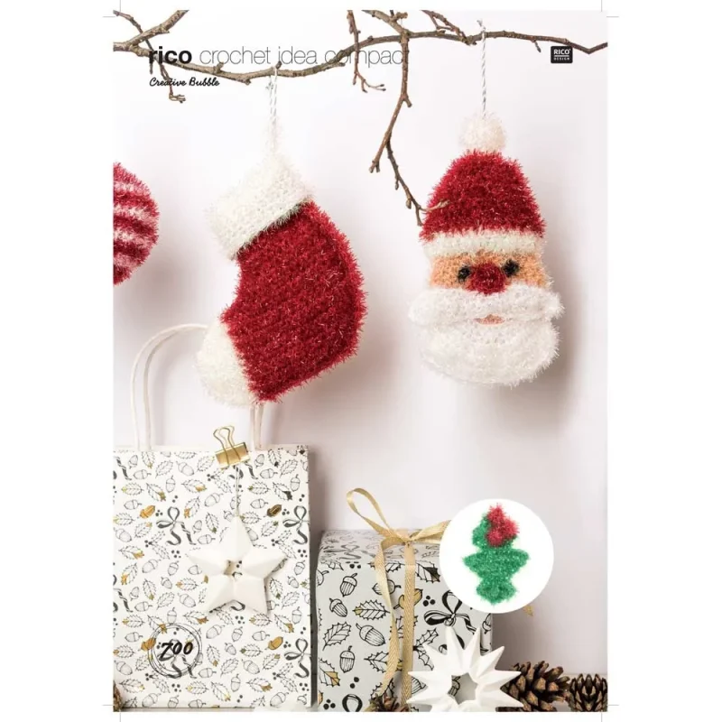 digital father christmas stocking with holly leaf in rico creative bubble