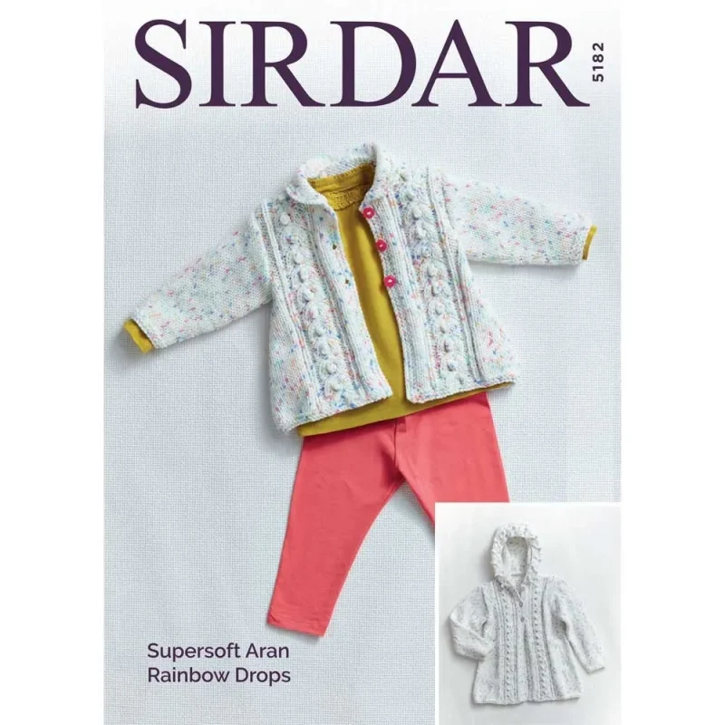 digital matinee coats sirdar supersoft aran rainbow drops pattern