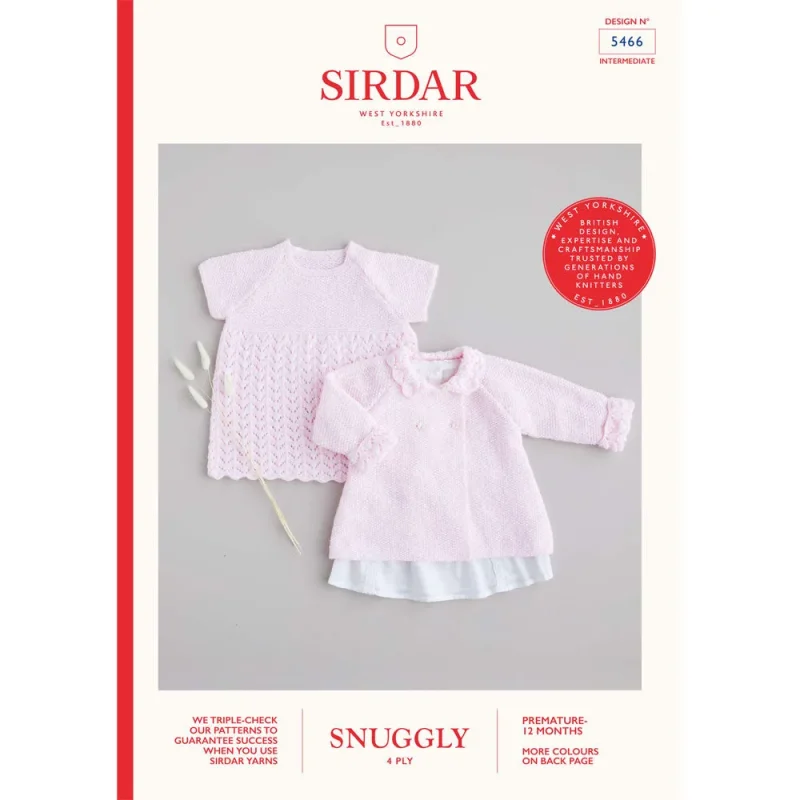 digital sirdar snuggly 4ply dress matinee coat pattern 5466