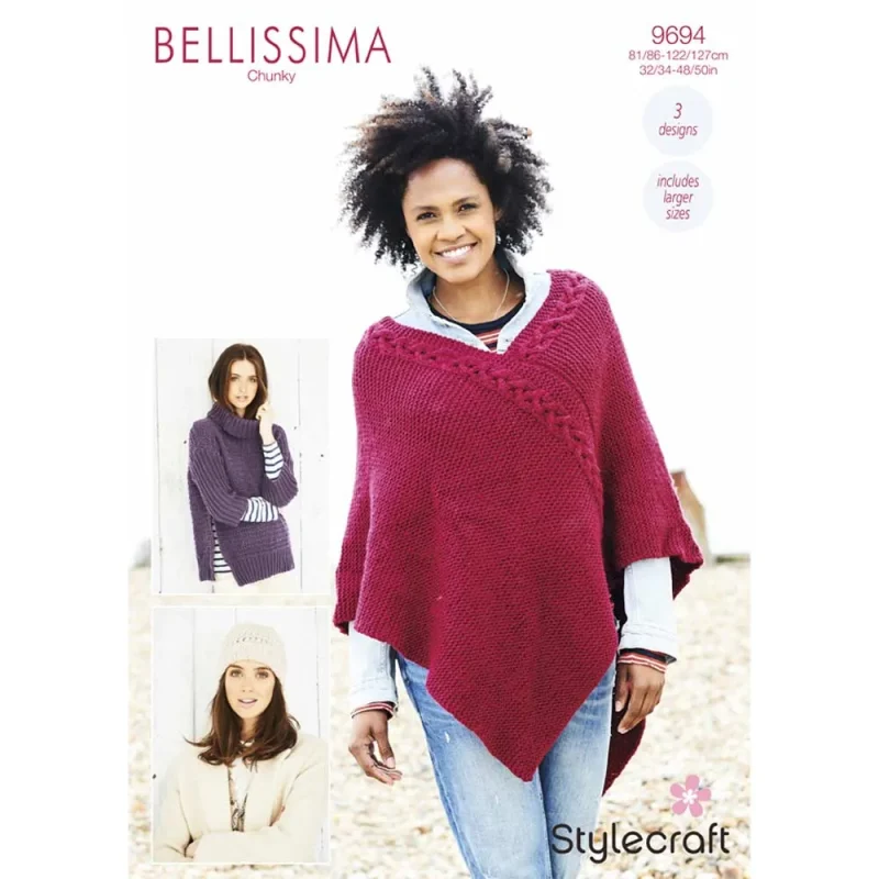 digital sweater poncho hat in stylecraft bellissima chunky