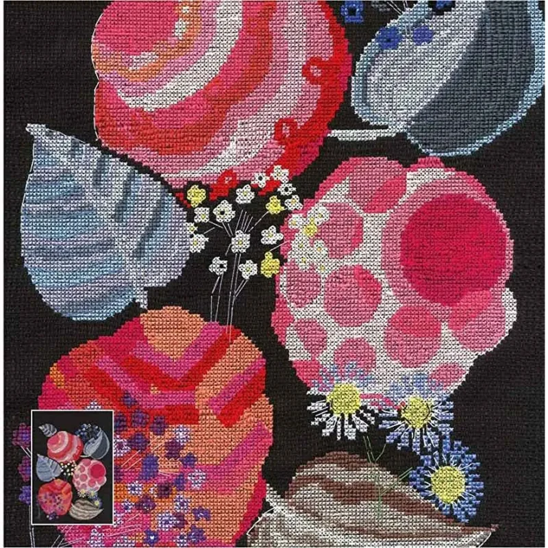 dmc relais cross stitch kit v a deco rose motif