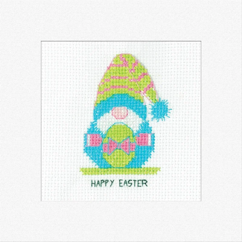 easter egg cross stitch kit gonk greetings card by heritage crafts