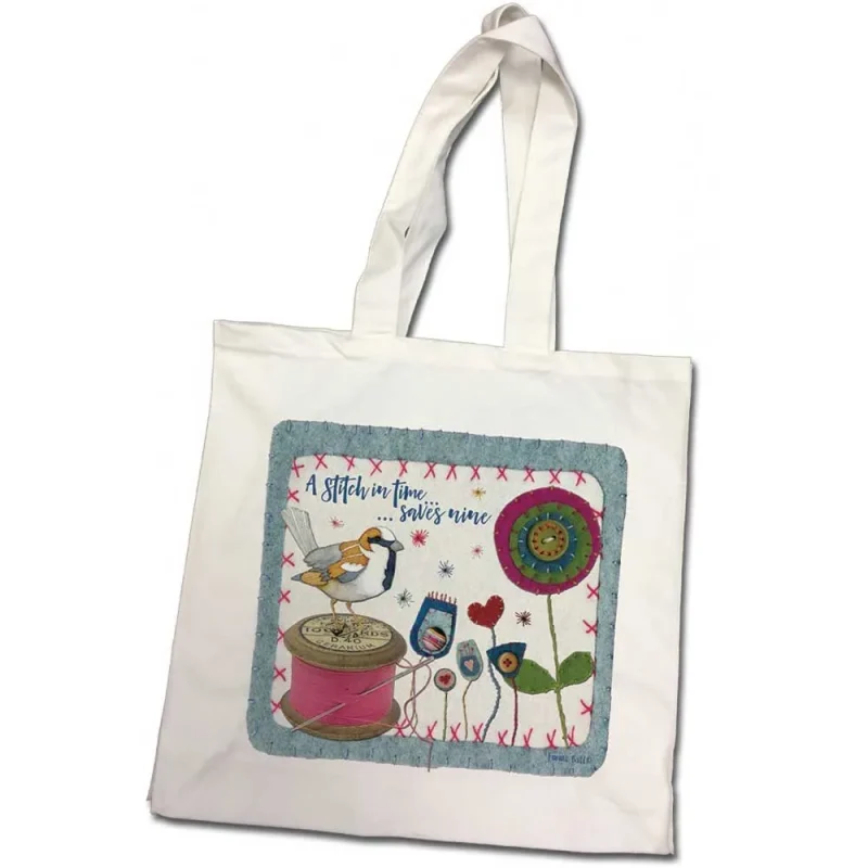 emma ball stitch in time cotton canvas tote bag