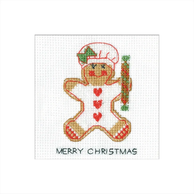 gingerbread girl cross stitch kit heritage crafts greetings card