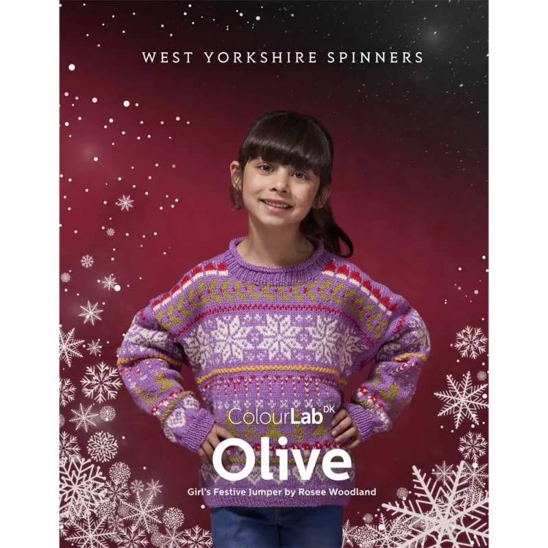 girls festive olive jumper west yorkshire spinners colourlab dpb0189