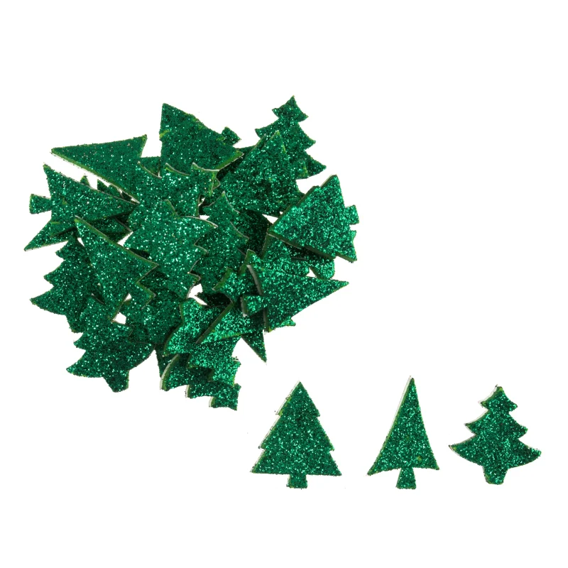 glitter foam tree stickers 60 green pieces scaled