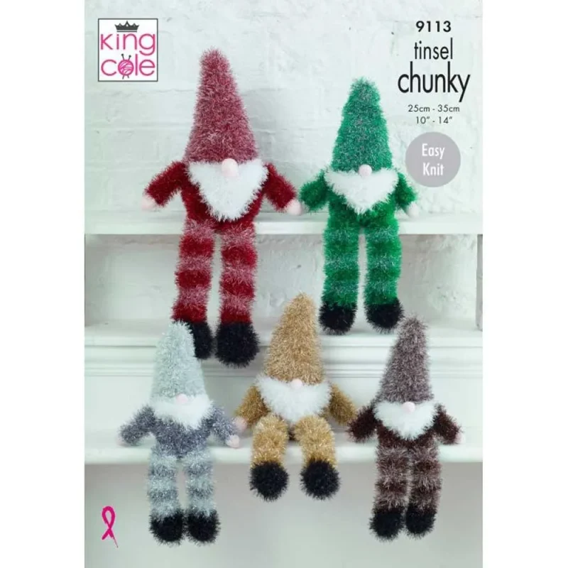 gnomes in king cole tinsel chunky digital pattern 9113