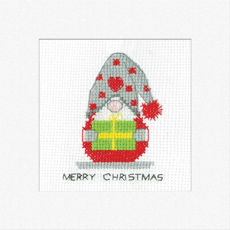 gonk christmas greetings card kit heritage cross stitch craft