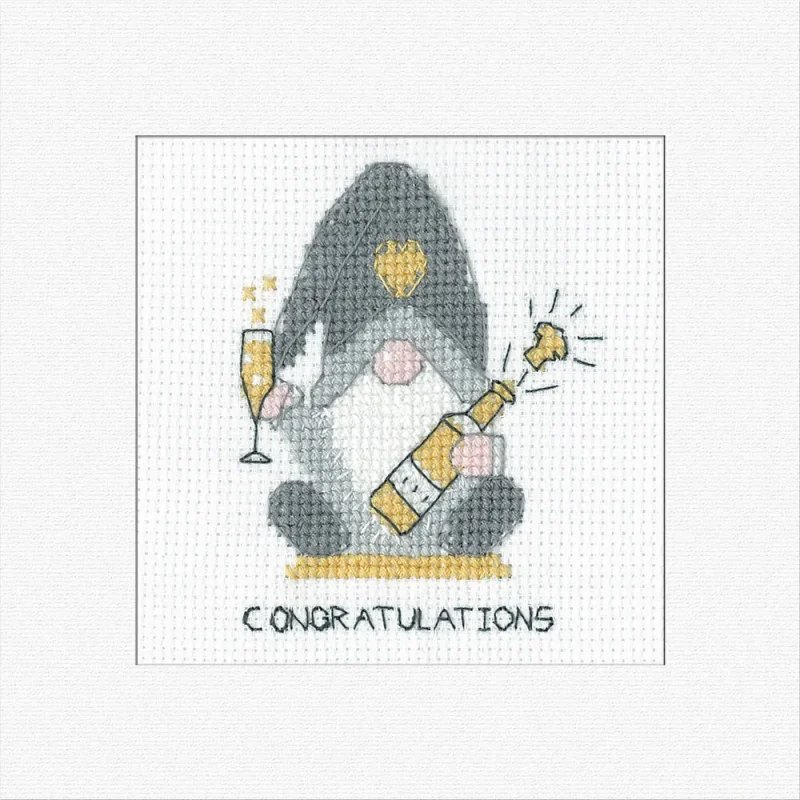 gonk cross stitch kit heritage crafts congratulations card