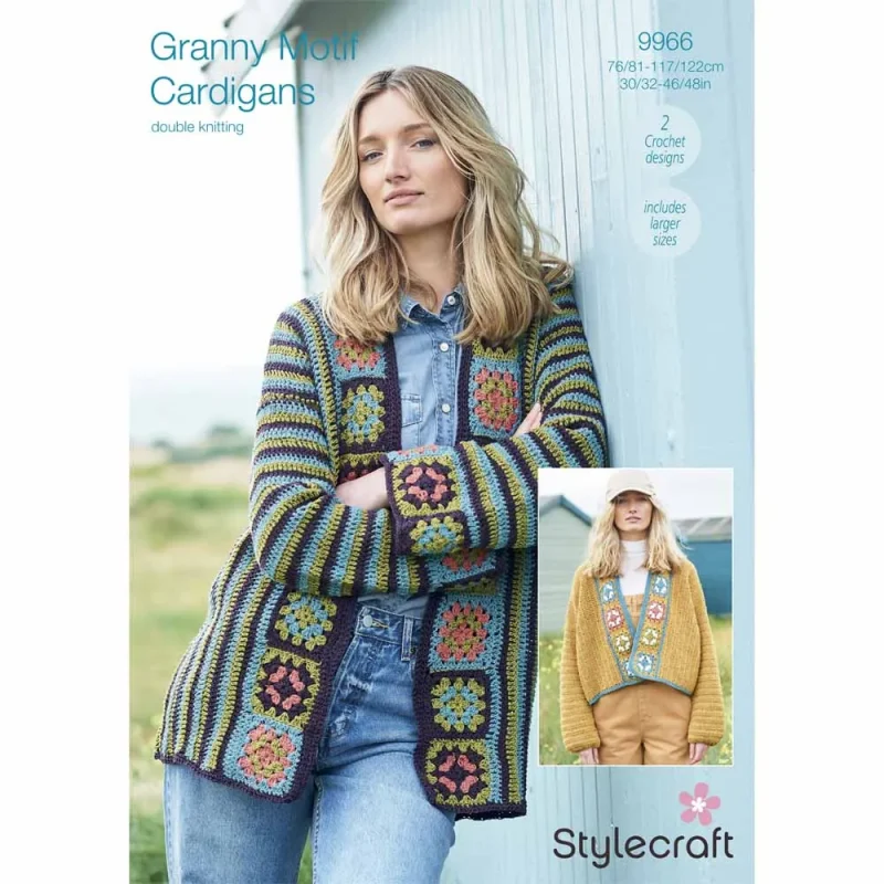 granny motif cardigan pattern stylecraft recreate dk digital 9966