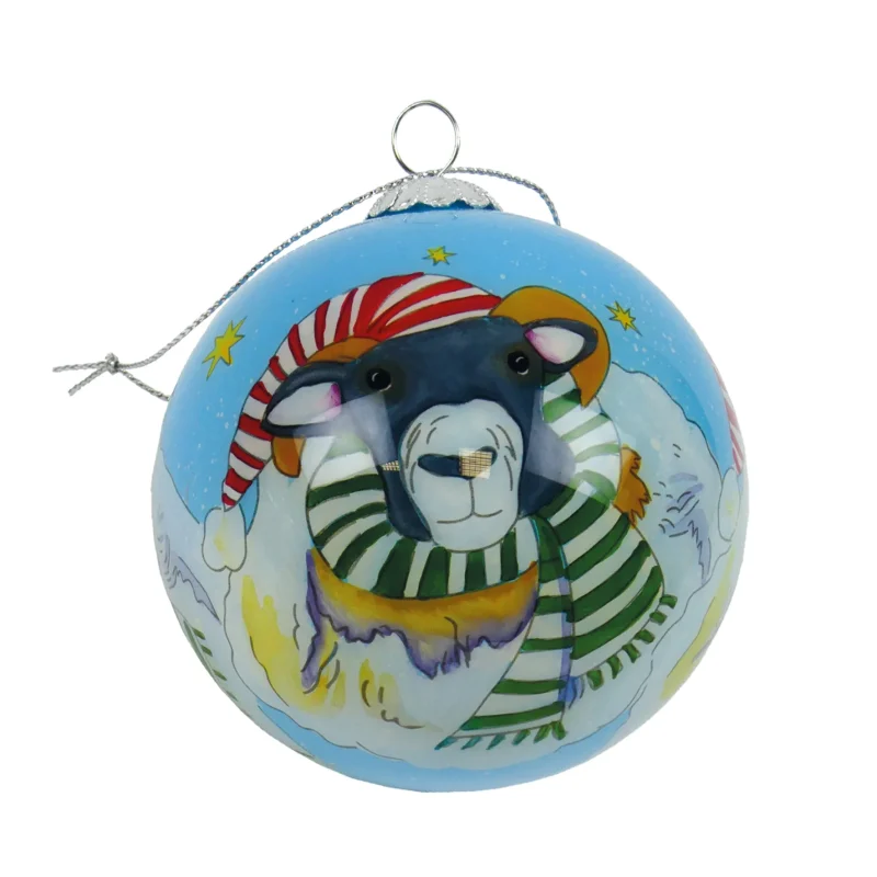 hand painted emma ball sheep glass bauble