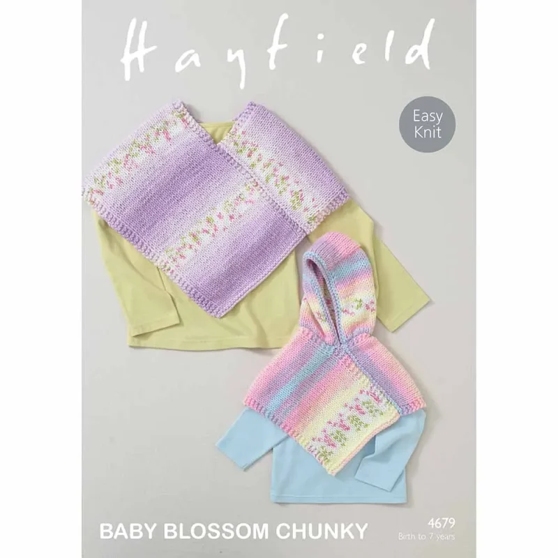 hayfield baby blossom chunky ponchos digital pattern