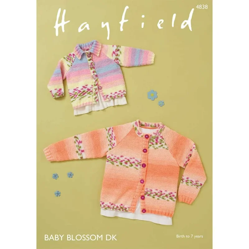 hayfield baby blossom dk cardigans digital pattern