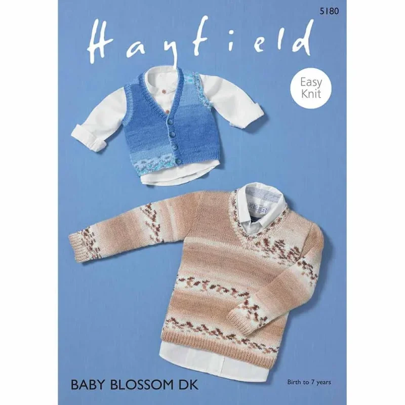 hayfield baby blossom dk digital knitting pattern v neck vest sweater