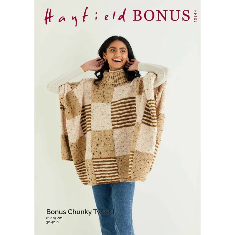 hayfield bonus chunky tweed poncho