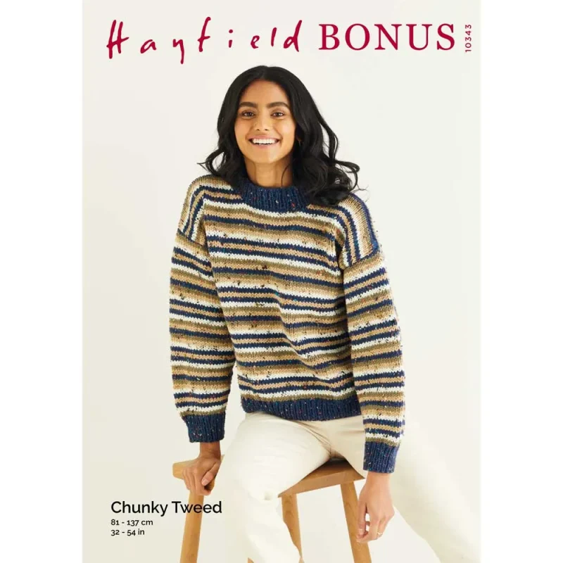 hayfield bonus chunky tweed sweater digital pattern 10343