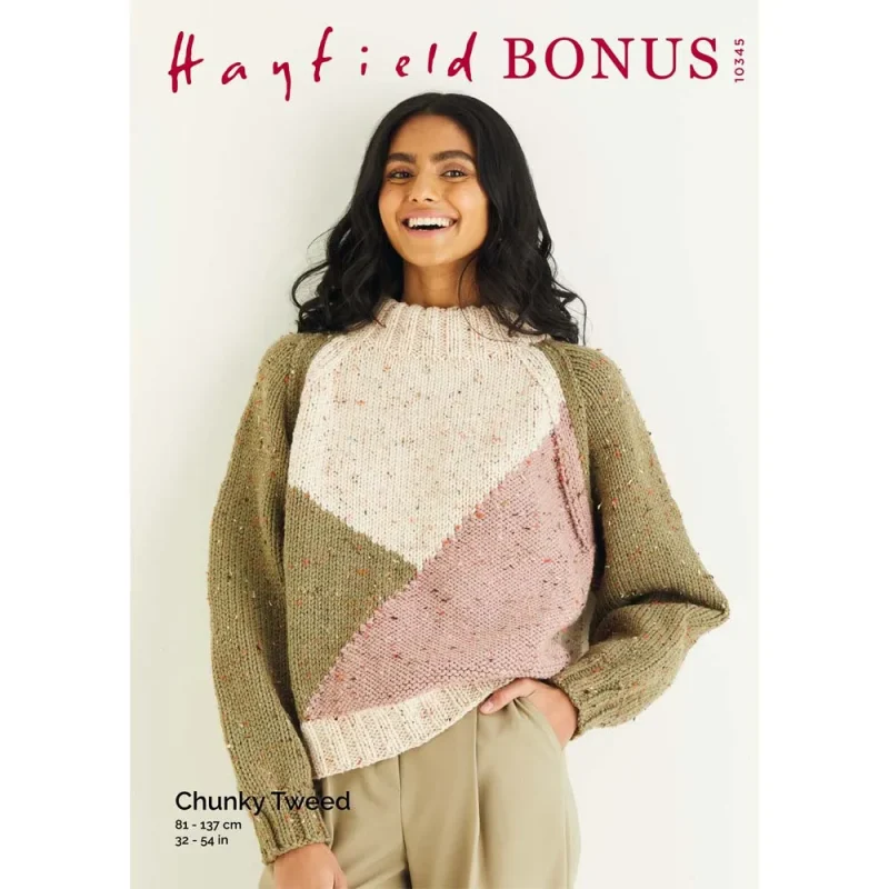 hayfield bonus chunky tweed sweater digital pattern 10345