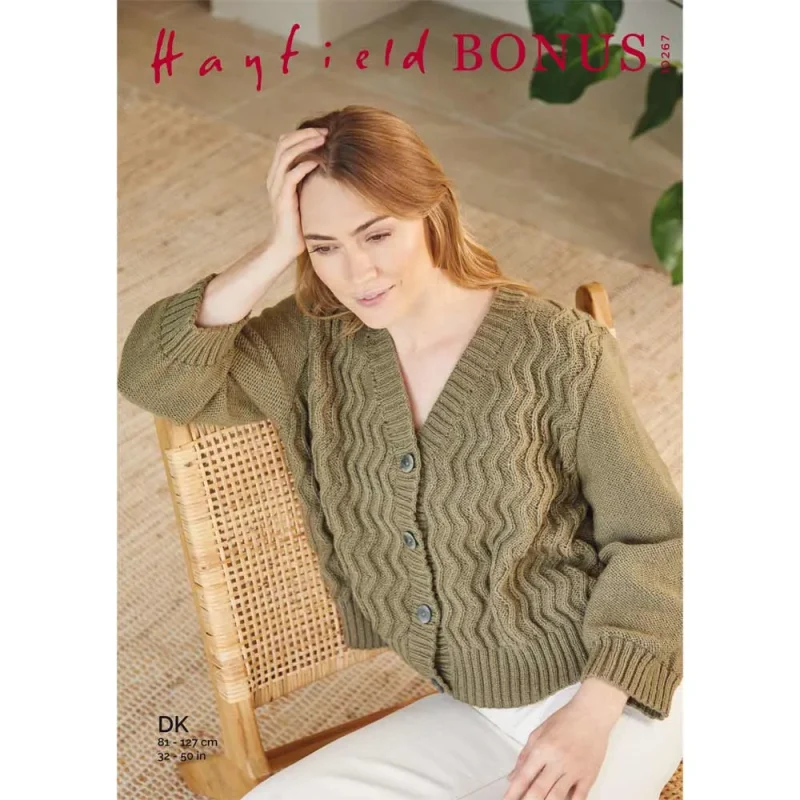 hayfield bonus dk cardigan digital pattern 10267