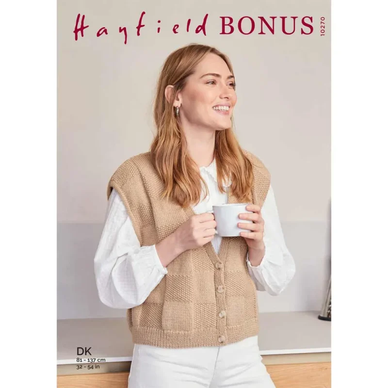 hayfield bonus dk waistcoat pattern digital 10270