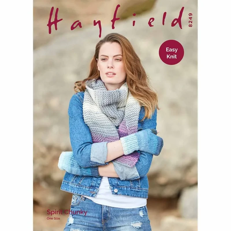 hayfield spirit chunky wrist warmers scarf pattern digital download